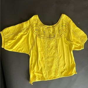 Anthropologie Yellow Eyelet Blouse